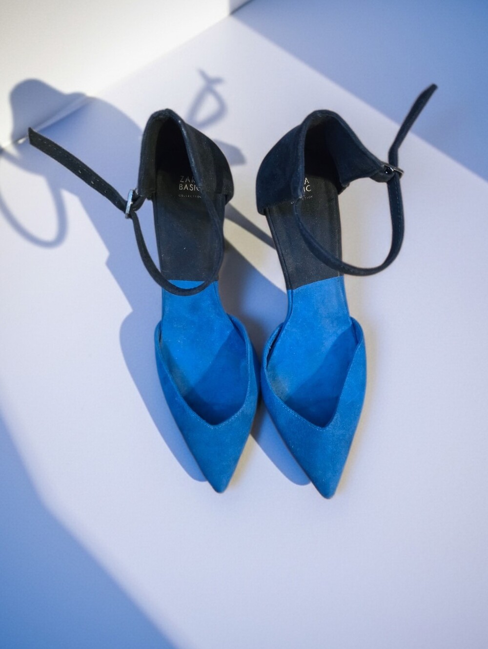 Zara Basic Blue Colorblock Ankle Strap D'Orsay Pumps - 38 / 7.5